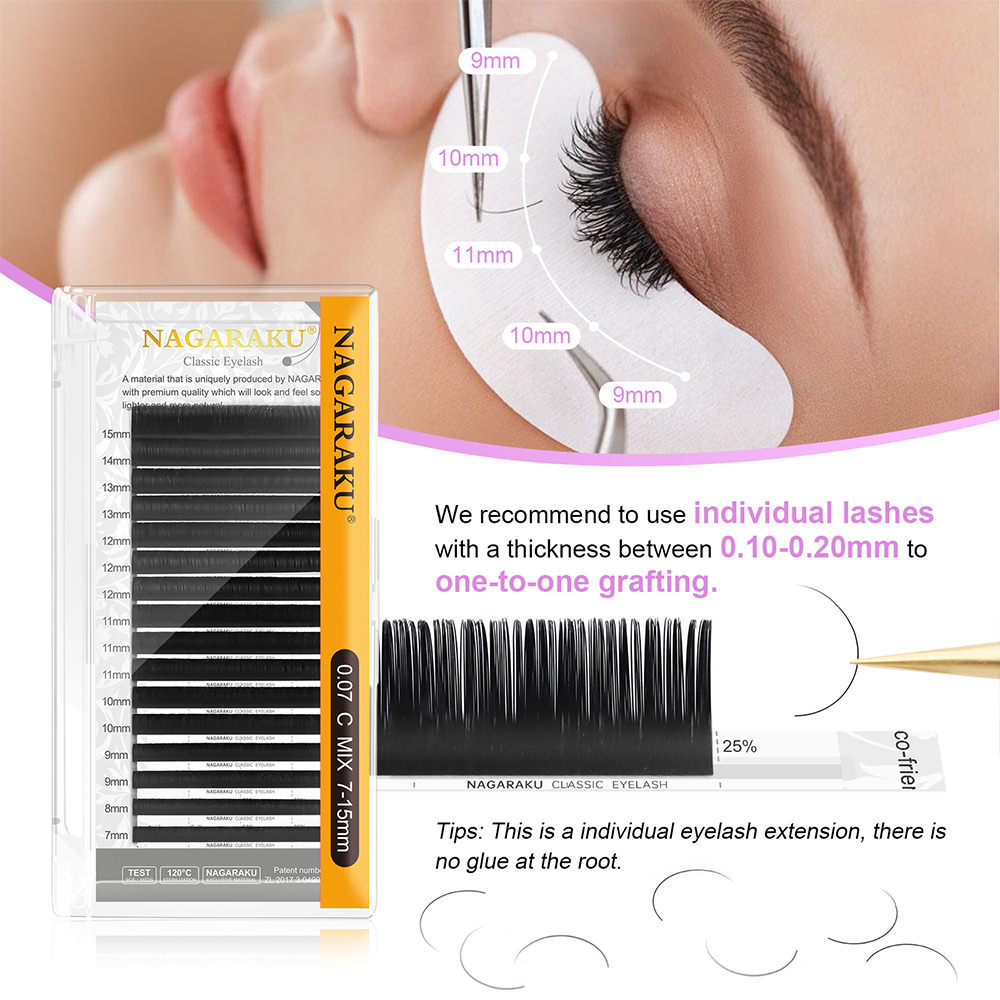 NAGARAKU 6 Cases Classic Mix E – обзор и цена Eyelash Extensions Classic